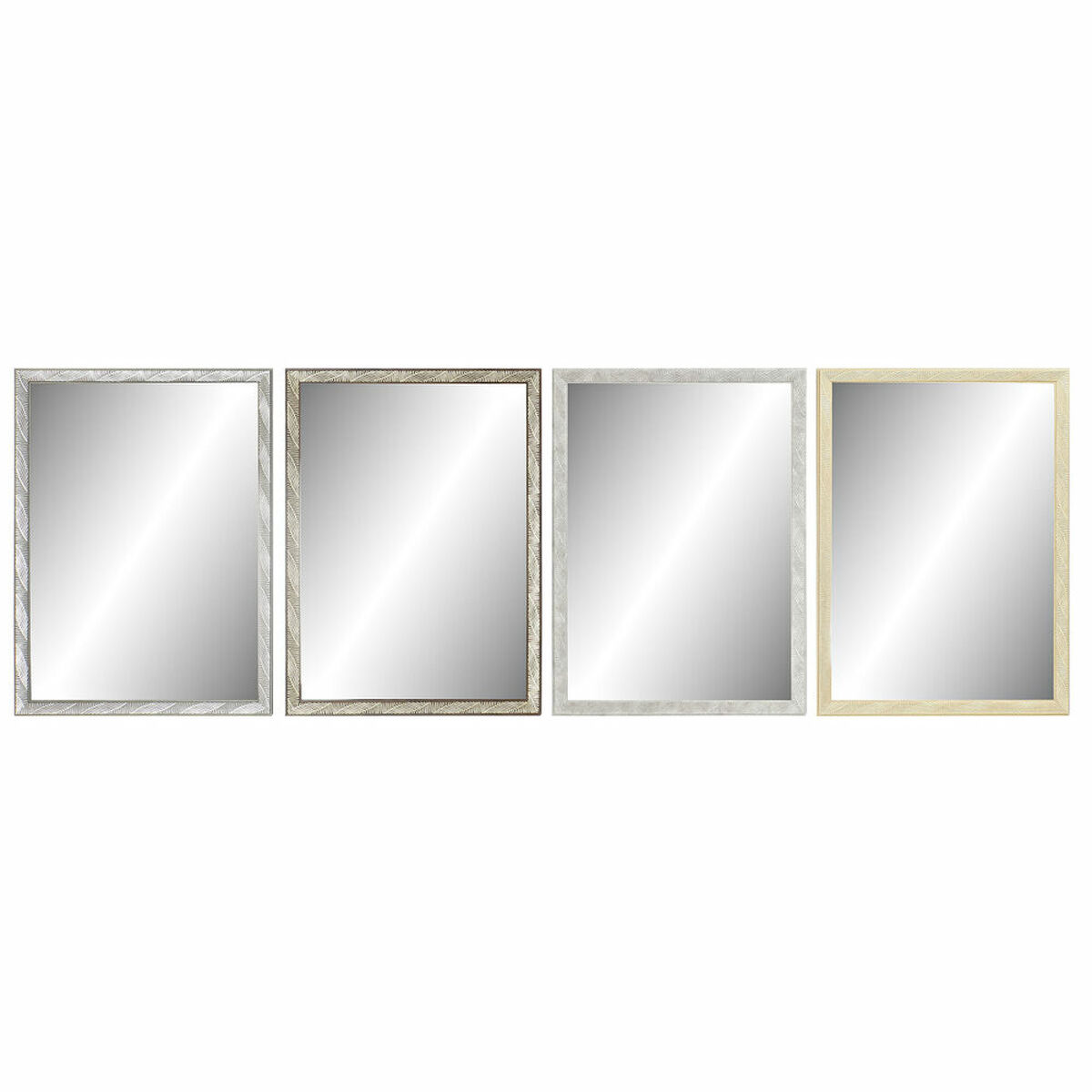 Väggspegel DKD Home Decor 56 x 2 x 76 cm Glas Naturell Grå Brun Mörkgrå polystyren Tropiskt Löv av en växt (4 Delar) - 4