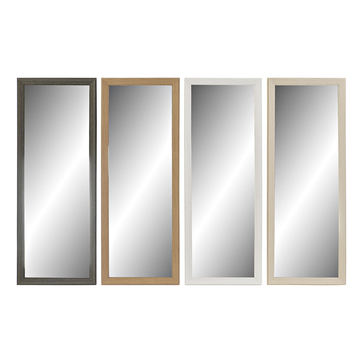 Väggspegel DKD Home Decor Brun Naturell Mörkgrå Elfenben Glas polystyren 36 x 2 x 95,5 cm (4 Delar) (4 antal)