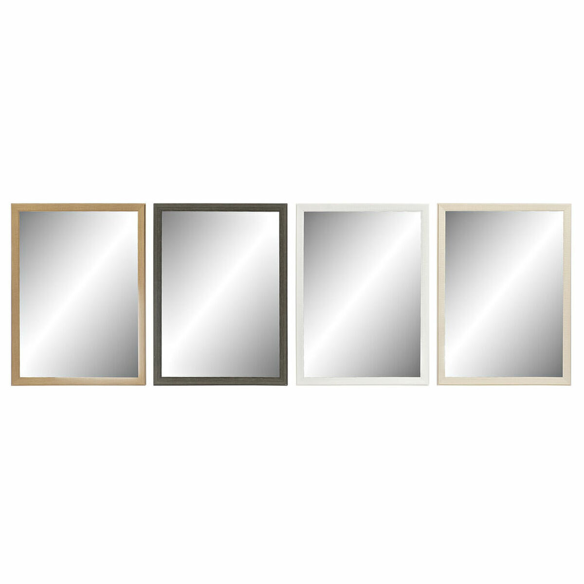 Väggspegel DKD Home Decor 56 x 2 x 76 cm Glas Naturell Grå Brun Vit polystyren (4 Delar)