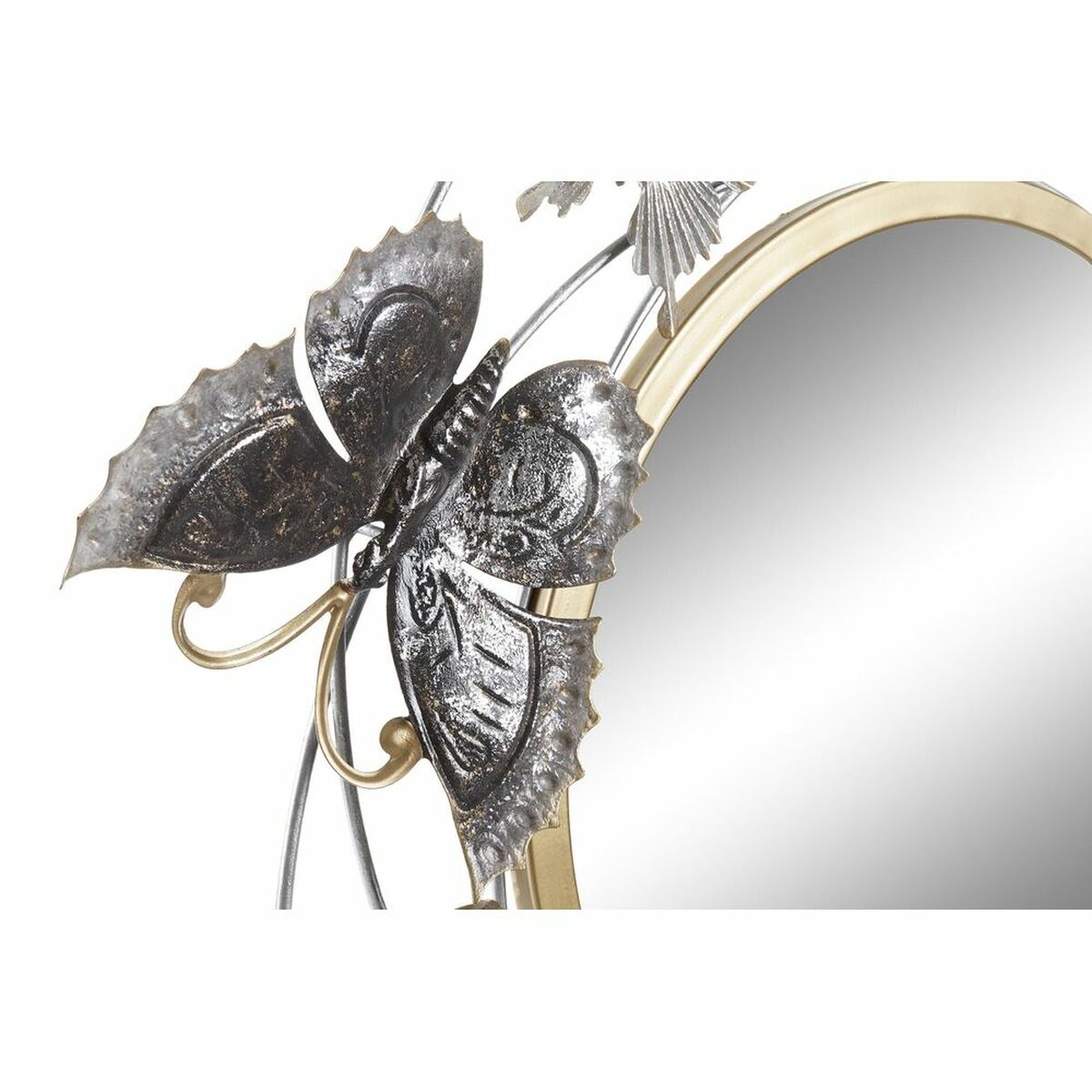 Väggspegel DKD Home Decor 75 x 6,5 x 73 cm Glas Gyllene Metall Fjärilar Malva-färg - 5