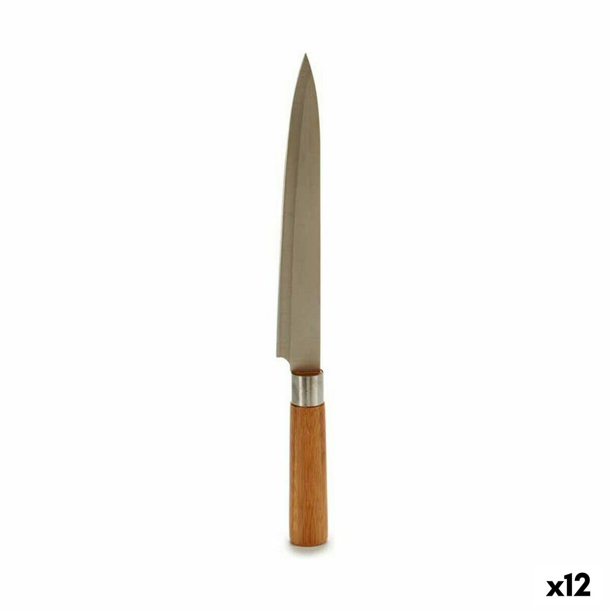 Kökskniv 3 x 33,5 x 2,5 cm Silvrig Brun Rostfritt stål Bambu (12 antal)