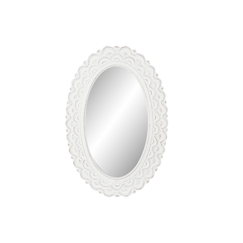 Väggspegel DKD Home Decor 58 x 2,5 x 86 cm Glas Vit Indier Trä MDF Avskalad