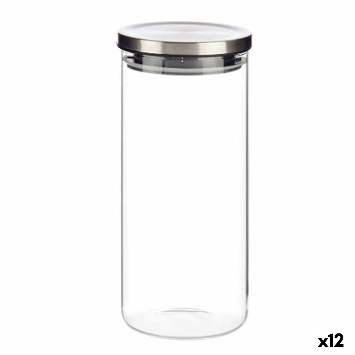 Burk Hermetisk stängning Silvrig Silikon Stål 1,3 L 10,2 x 22,8 x 10,2 cm (12 antal)