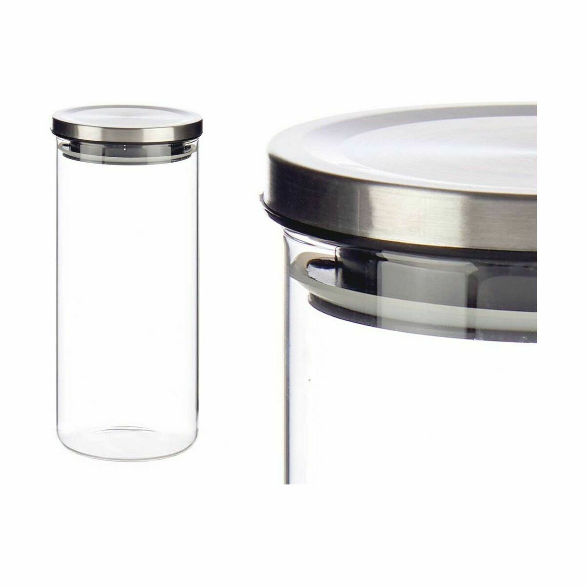 Burk Hermetisk stängning Silvrig Silikon Stål 1,3 L 10,2 x 22,8 x 10,2 cm (12 antal) - 2