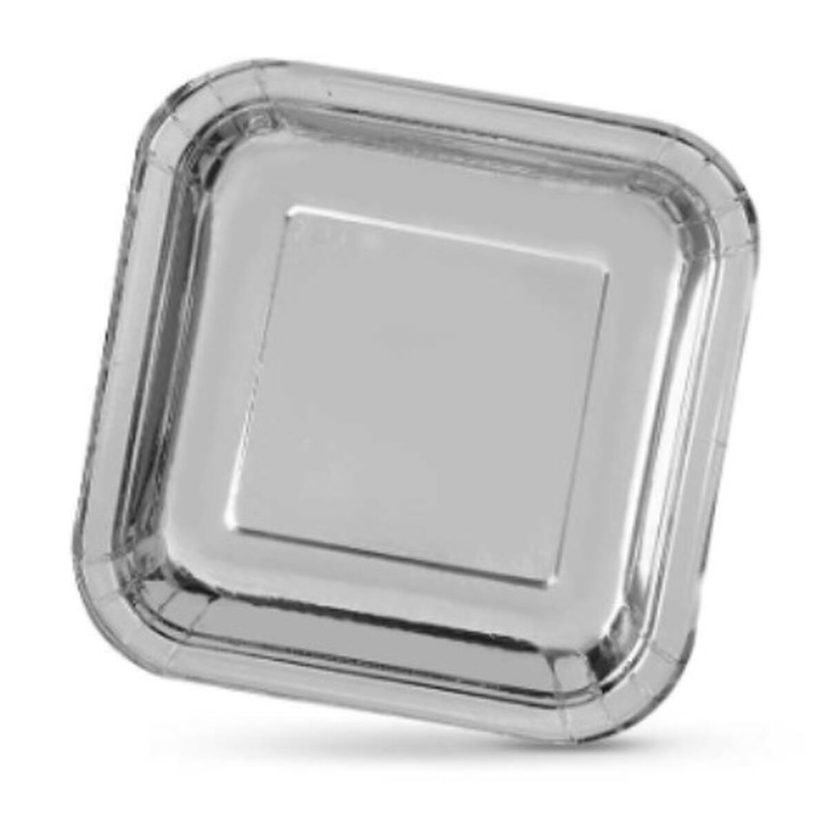 Tallriksset Algon Fyrkantig Silvrig Papp Engångsanvändning 20 x 20 x 2 cm 10 antal