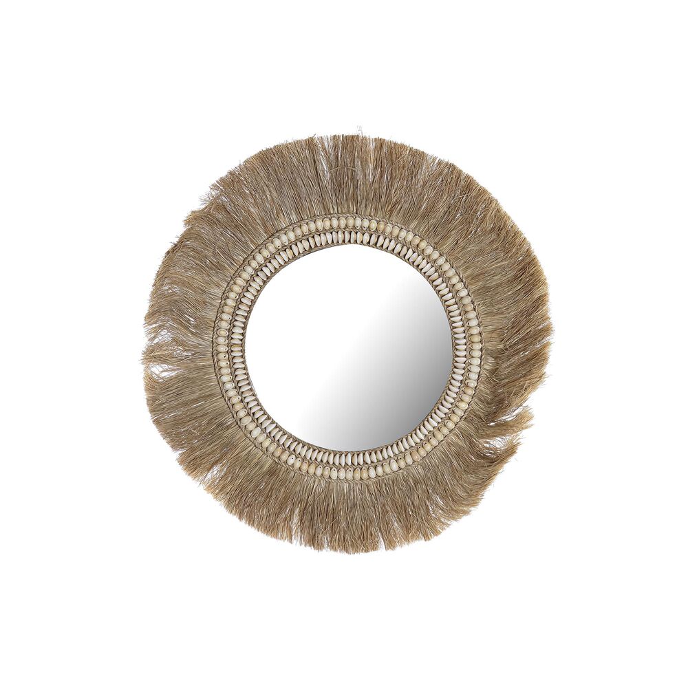 Väggspegel DKD Home Decor Glas Naturell Jute (60 x 2 x 60 cm)