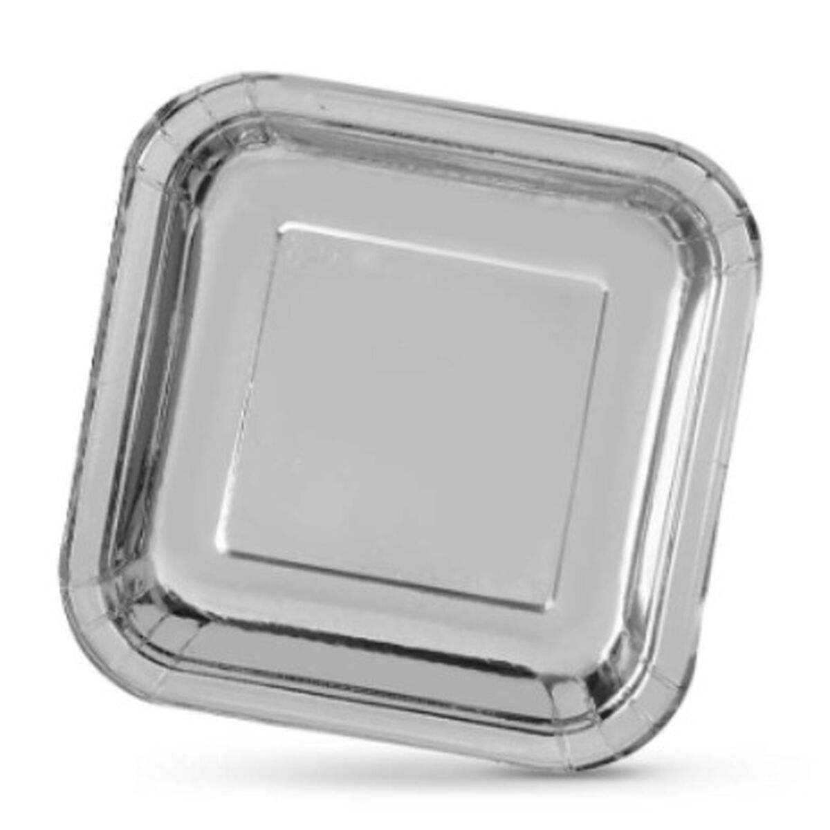 Tallriksset Algon Fyrkantig Silvrig Papp Engångsanvändning 23 x 23 x 1,5 cm 10 antal