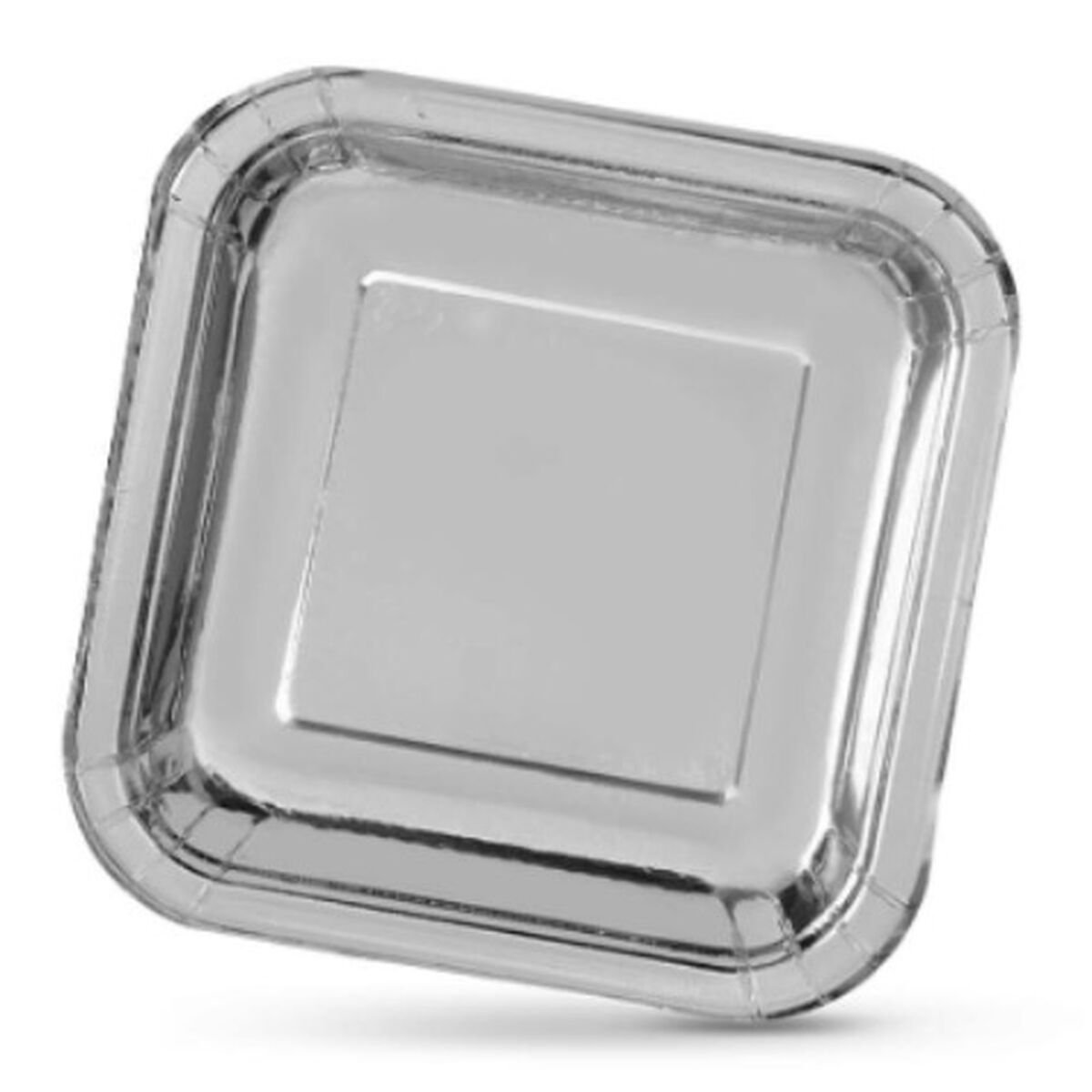 Tallriksset Algon Fyrkantig Silvrig Papp Engångsanvändning 26 x 26 x 1,5 cm 3 antal