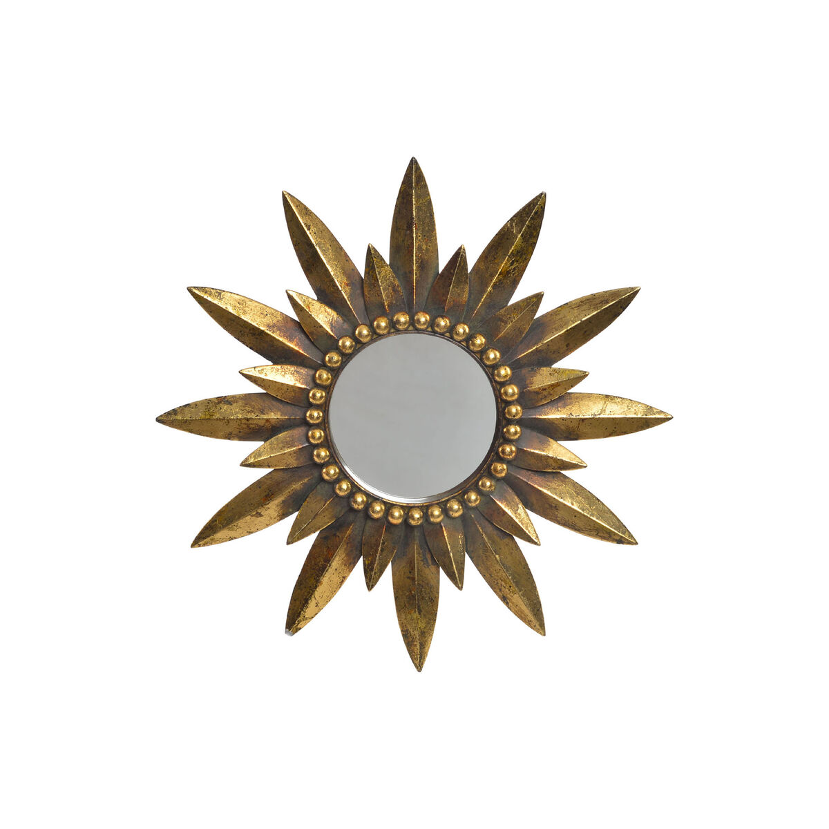Väggspegel DKD Home Decor 38 x 3 x 38 cm Blomster Glas Gyllene Harts