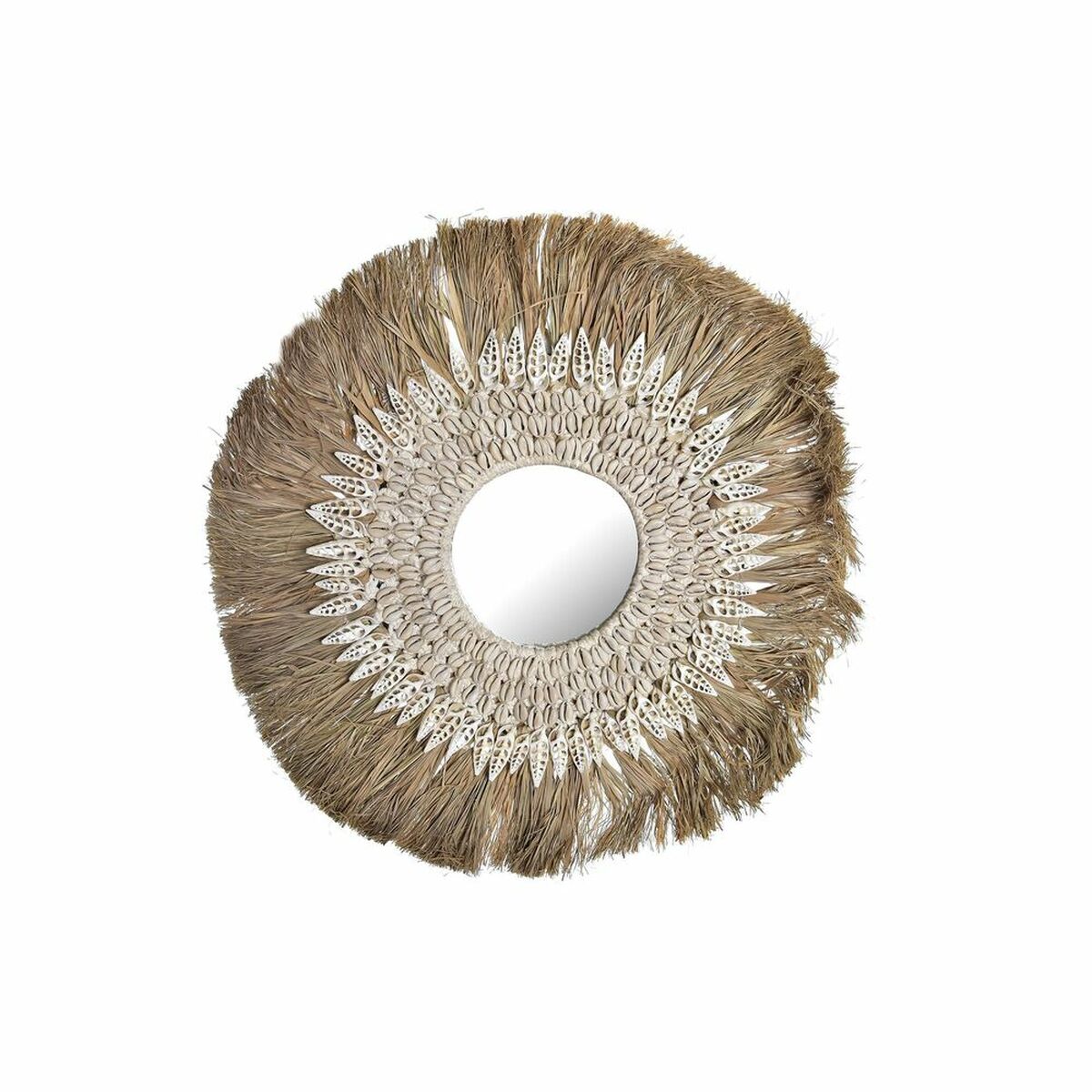 Väggspegel DKD Home Decor Naturell Vit Snäckor (55 x 2,5 x 55 cm)