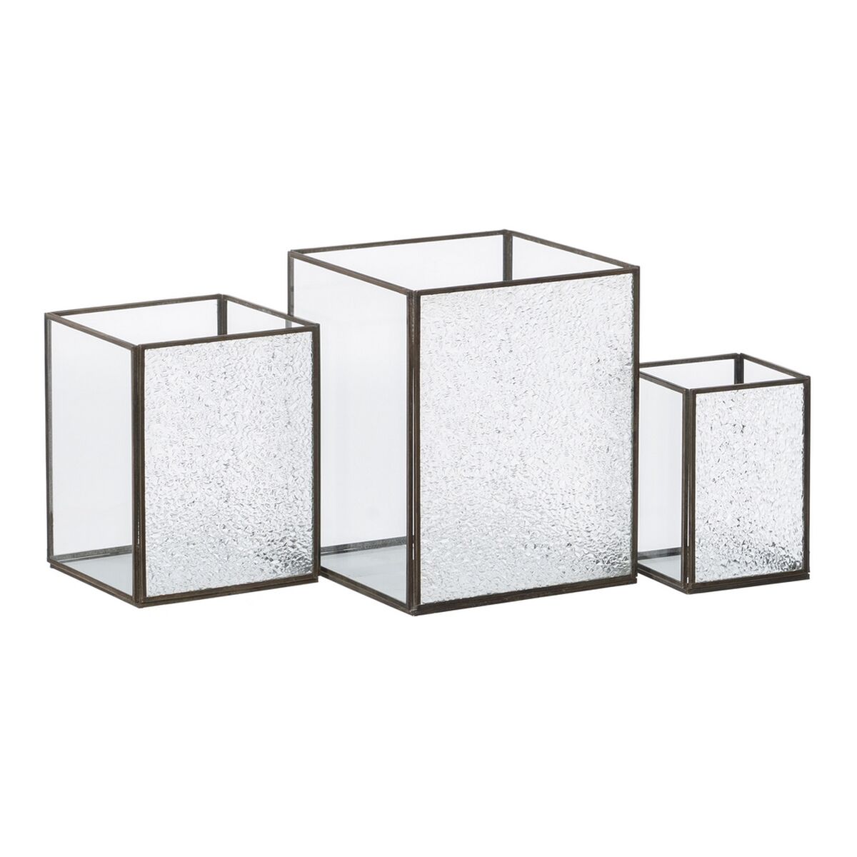 Ljusstakar Glas Gyllene Metall 18 x 18 x 22 cm (3 antal)