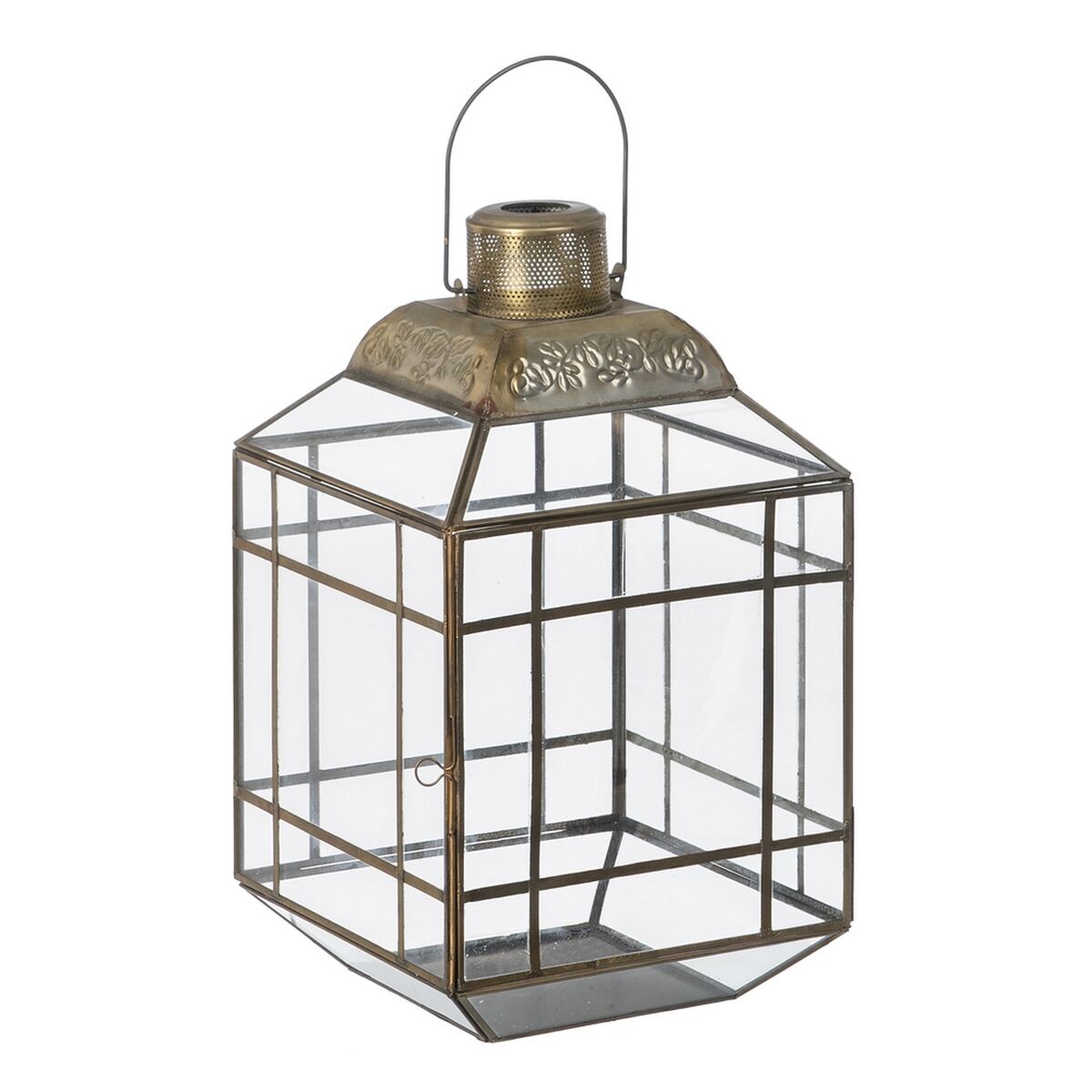 Ljusstakar 25 x 25 x 43 cm Glas Gyllene Metall