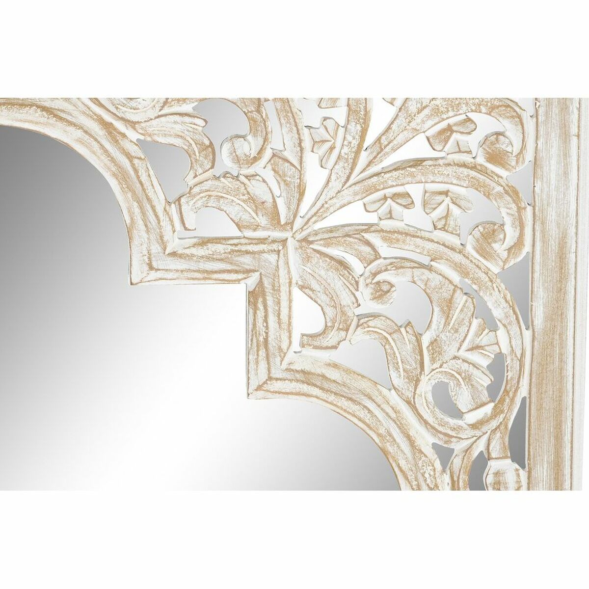 Väggspegel DKD Home Decor Glas Brun 90 x 3 x 90 cm Vit Arab Trä MDF Avskalad - 6