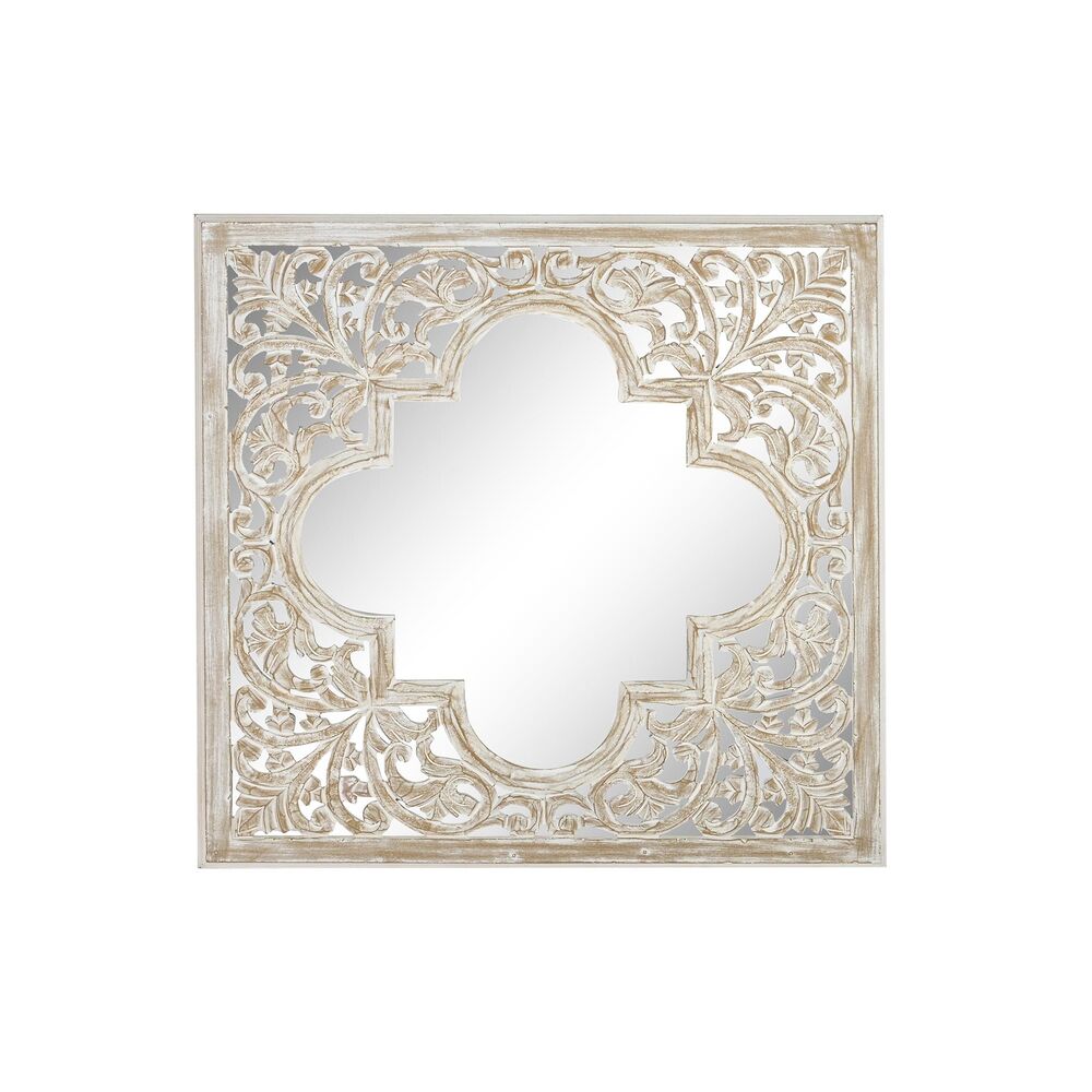 Väggspegel DKD Home Decor Glas Brun 90 x 3 x 90 cm Vit Arab Trä MDF Avskalad