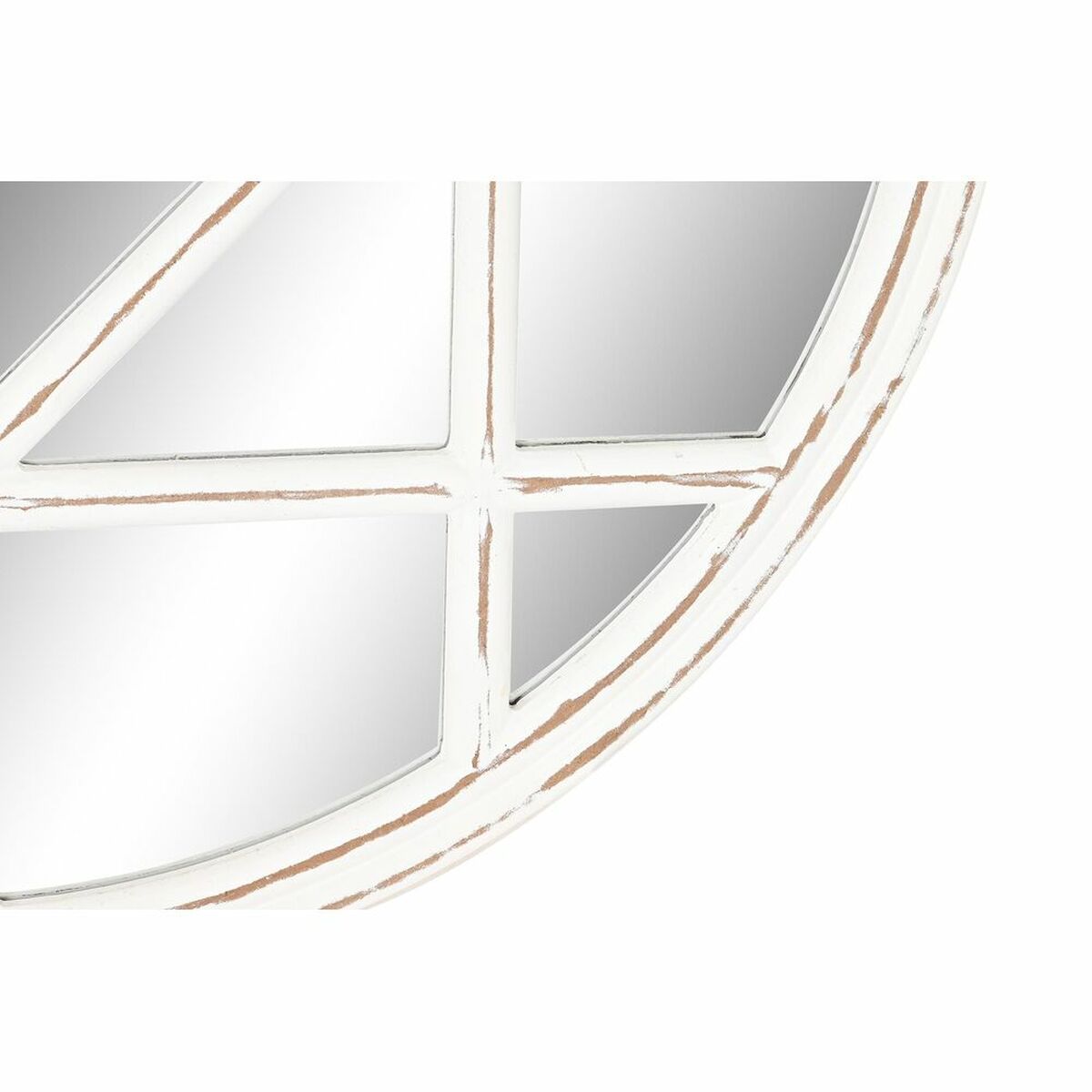 Väggspegel DKD Home Decor 76 x 2 x 76 cm Glas Vit Romantisk Trä MDF Fönster Avskalad - 6