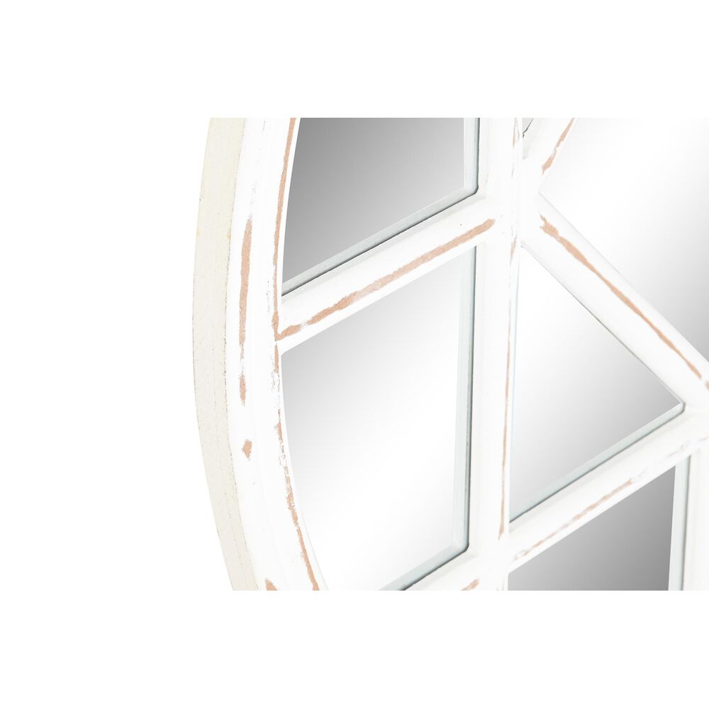 Väggspegel DKD Home Decor 76 x 2 x 76 cm Glas Vit Romantisk Trä MDF Fönster Avskalad - 2