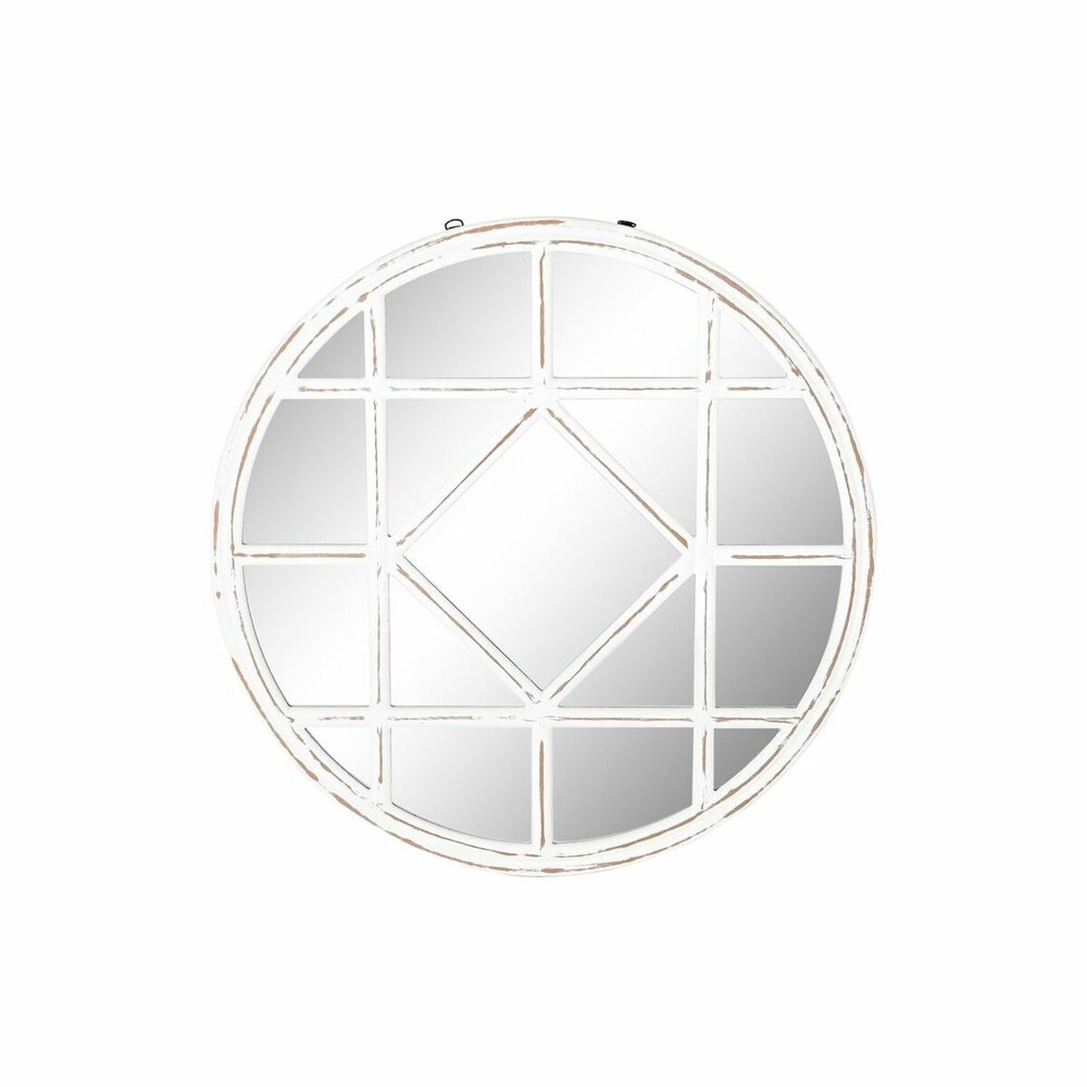 Väggspegel DKD Home Decor 76 x 2 x 76 cm Glas Vit Romantisk Trä MDF Fönster Avskalad - 4
