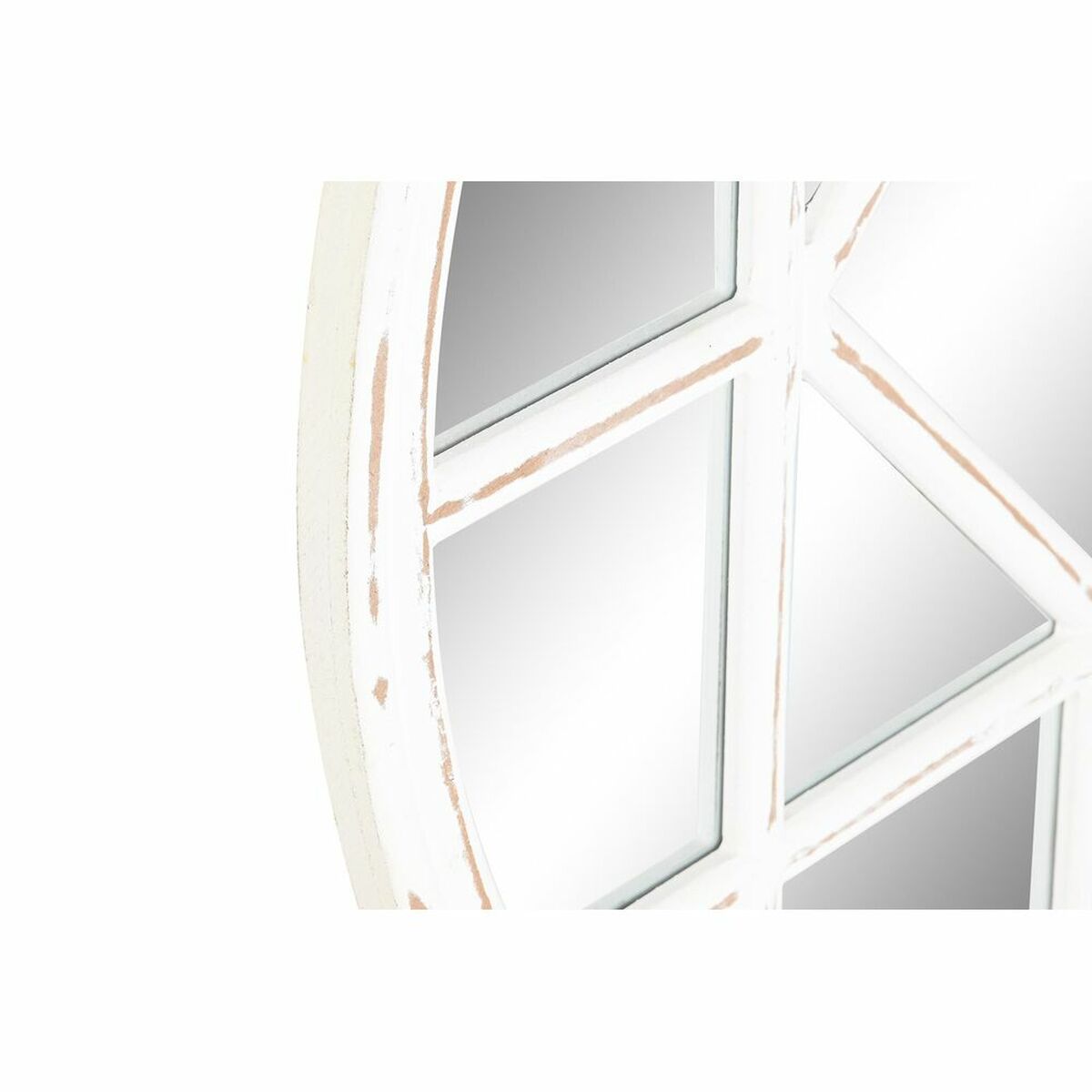 Väggspegel DKD Home Decor 76 x 2 x 76 cm Glas Vit Romantisk Trä MDF Fönster Avskalad - 5
