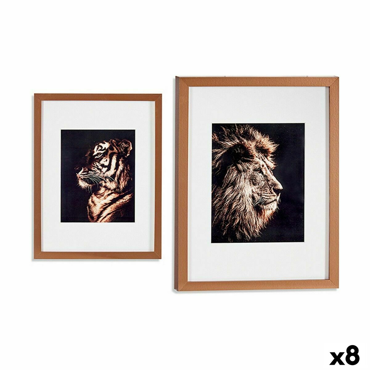 Tavla Tiger Lejonet Glas spånskiva 33 x 43 x 3 cm (8 antal)