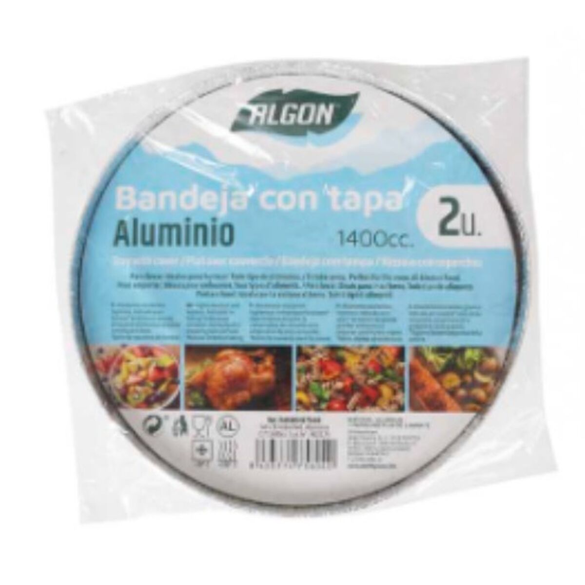 Bricka med lock Algon Rund 21 x 21 x 6,5 cm Aluminium 1,4 L 2 antal
