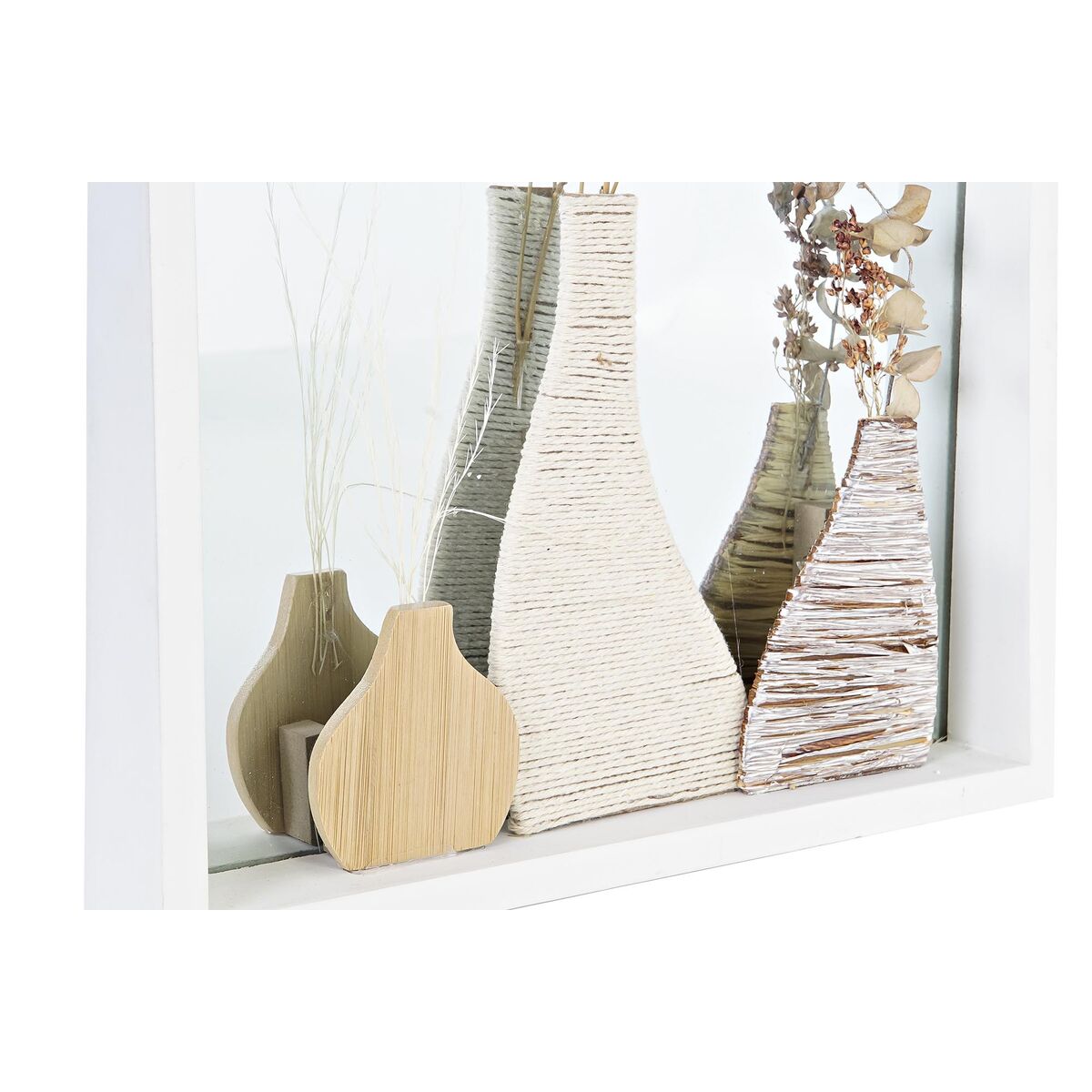 Väggspegel DKD Home Decor Glas Naturell Vit 30 x 4 x 40 cm Trä MDF Cottage (2 antal) - 3