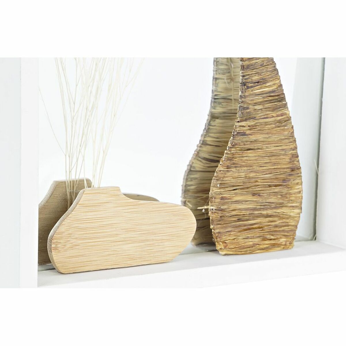 Väggspegel DKD Home Decor Vit Naturell Trä Glas Trä MDF Cottage 25 x 4 x 25 cm (2 antal) - 3