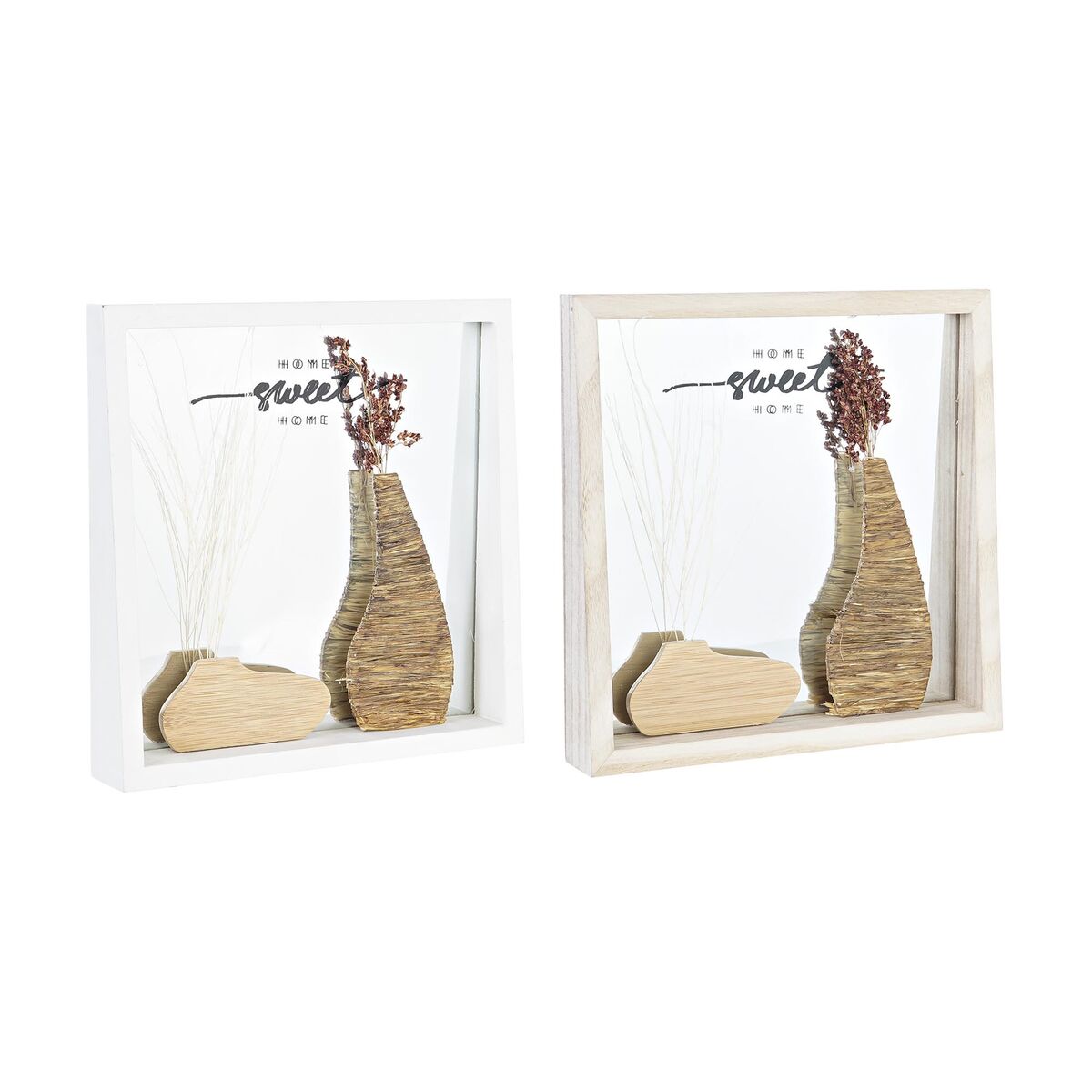 Väggspegel DKD Home Decor Vit Naturell Trä Glas Trä MDF Cottage 25 x 4 x 25 cm (2 antal)