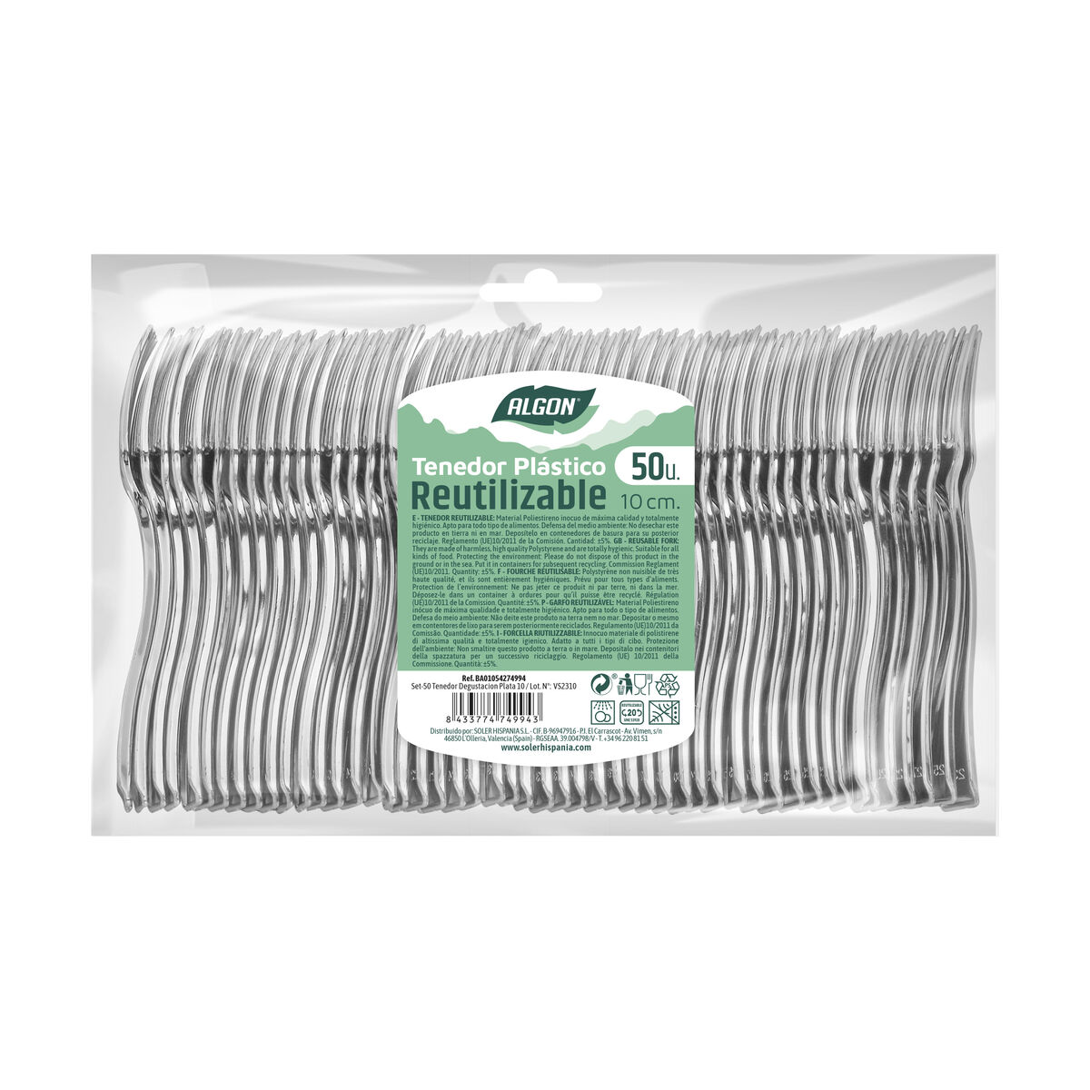 Set med dessertgafflar Algon Silvrig Återanvändningsbar 10 cm 50 antal - 2