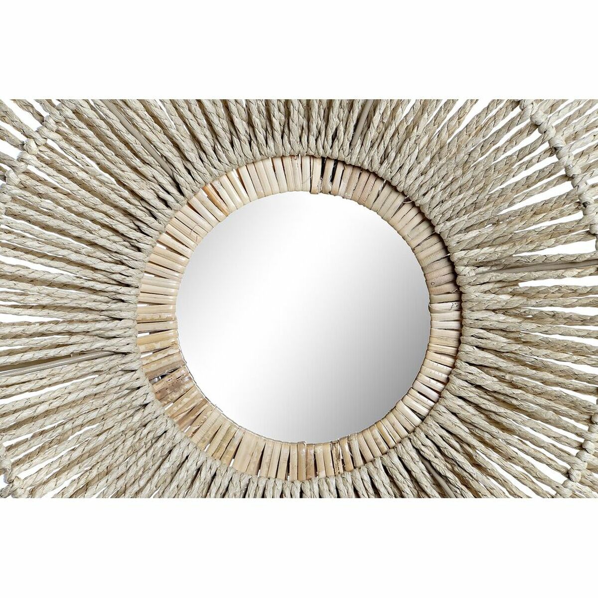 Väggspegel DKD Home Decor 45 x 5,5 x 45 cm Naturell Metall Naturliga fibrer Bali - 6