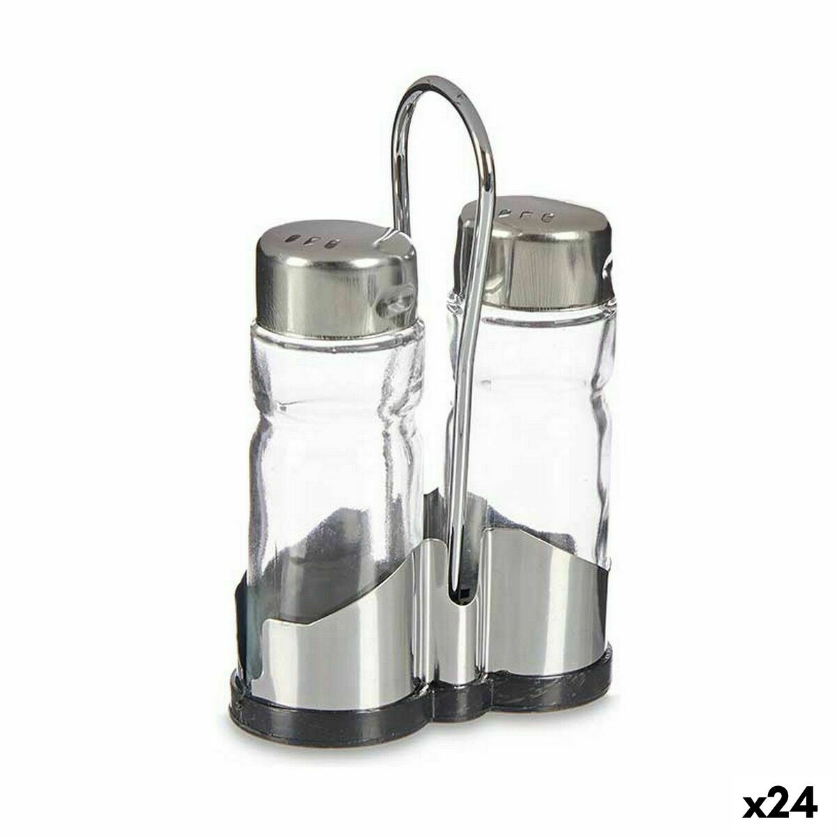 Salt och peppar-set Transparent Metall 3,8 x 12 x 7,8 cm (24 antal)
