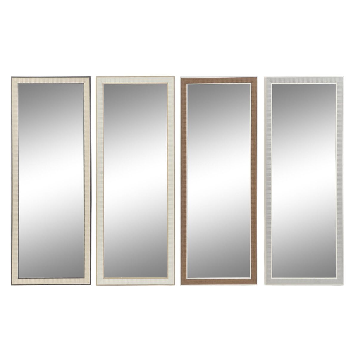 Väggspegel DKD Home Decor 36 x 2 x 95,5 cm Glas Brun Vit Mörkgrå polystyren (4 Delar)