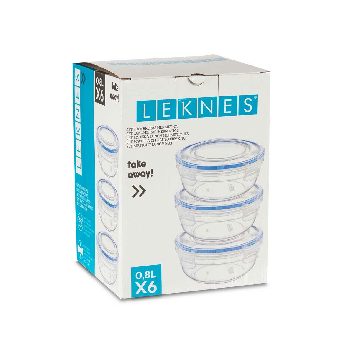 Lunchlådor, set Hermetisk Blå Transparent Plast 800 ml 15,5 x 7,5 x 15,5 cm (8 antal) - 2