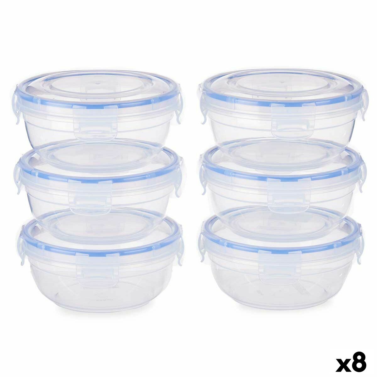 Lunchlådor, set Hermetisk Blå Transparent Plast 800 ml 15,5 x 7,5 x 15,5 cm (8 antal)