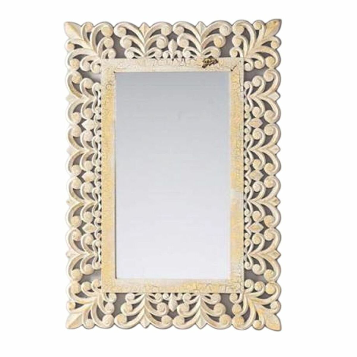 Väggspegel DKD Home Decor 60 x 3 x 92 cm Indier Trä MDF Avskalad - 2