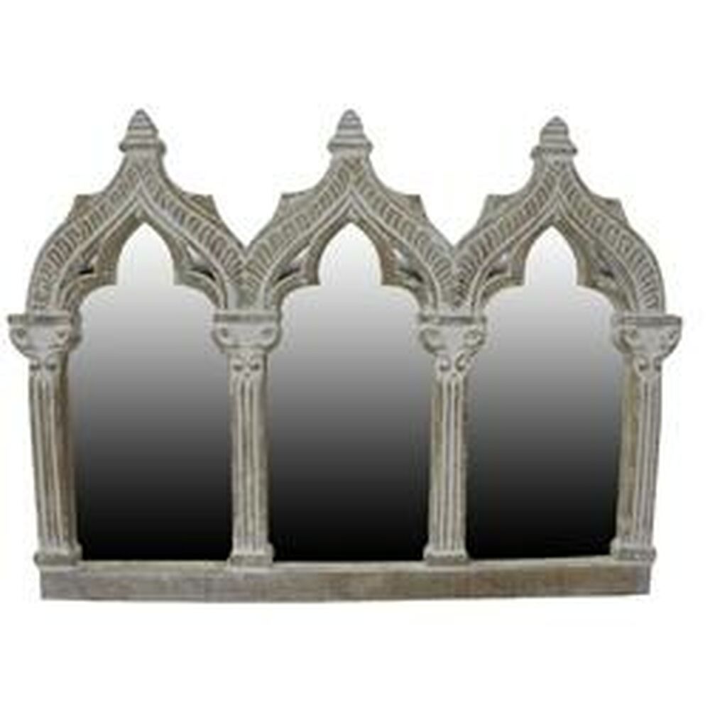 Väggspegel DKD Home Decor Vit Naturell Mangoträ Indier 76 x 3,8 x 55,8 cm - 2
