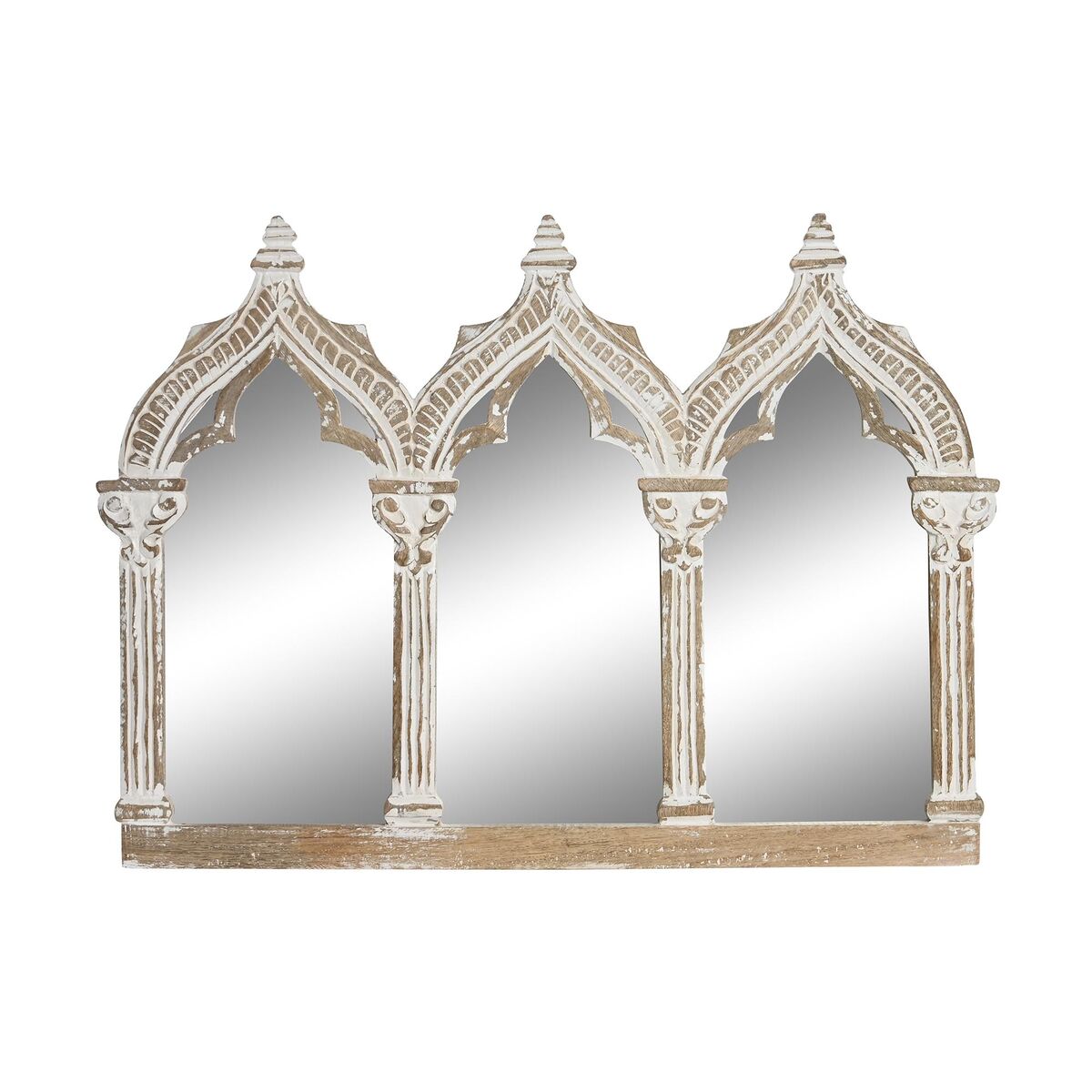 Väggspegel DKD Home Decor Vit Naturell Mangoträ Indier 76 x 3,8 x 55,8 cm - 4