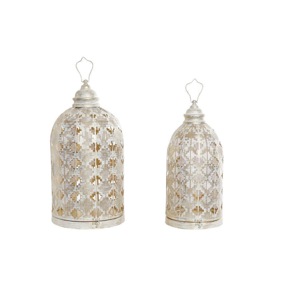 Bur DKD Home Decor 27,5 x 27,5 x 52 cm Antikbehandlad Gyllene Metall Vit Trädgård