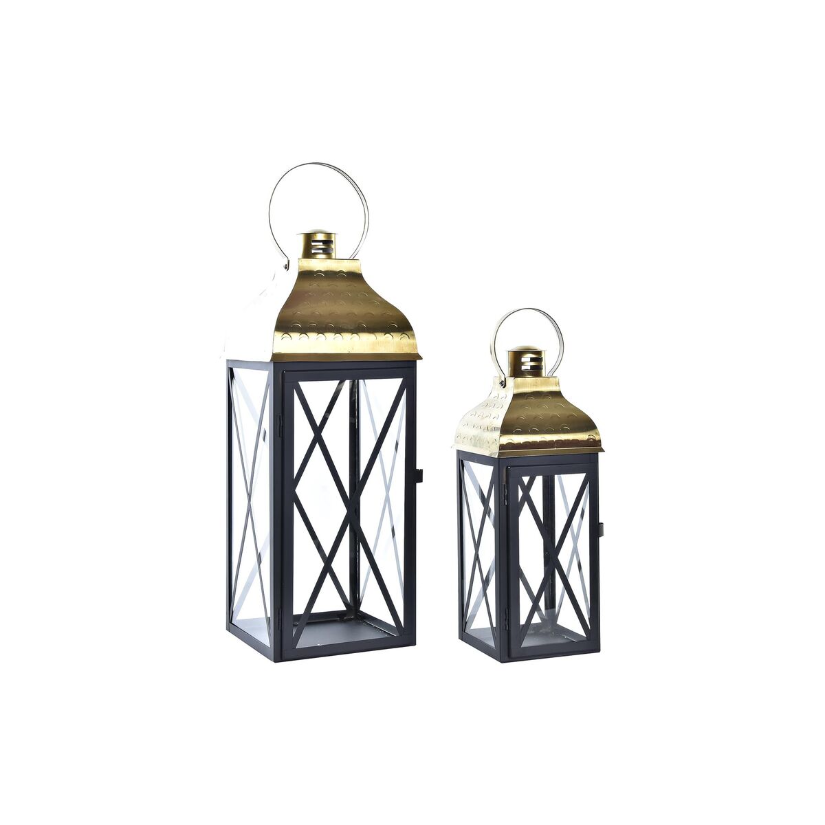 Lykta DKD Home Decor Svart Gyllene Metall Glas 19 x 19 x 58 cm (2 antal)