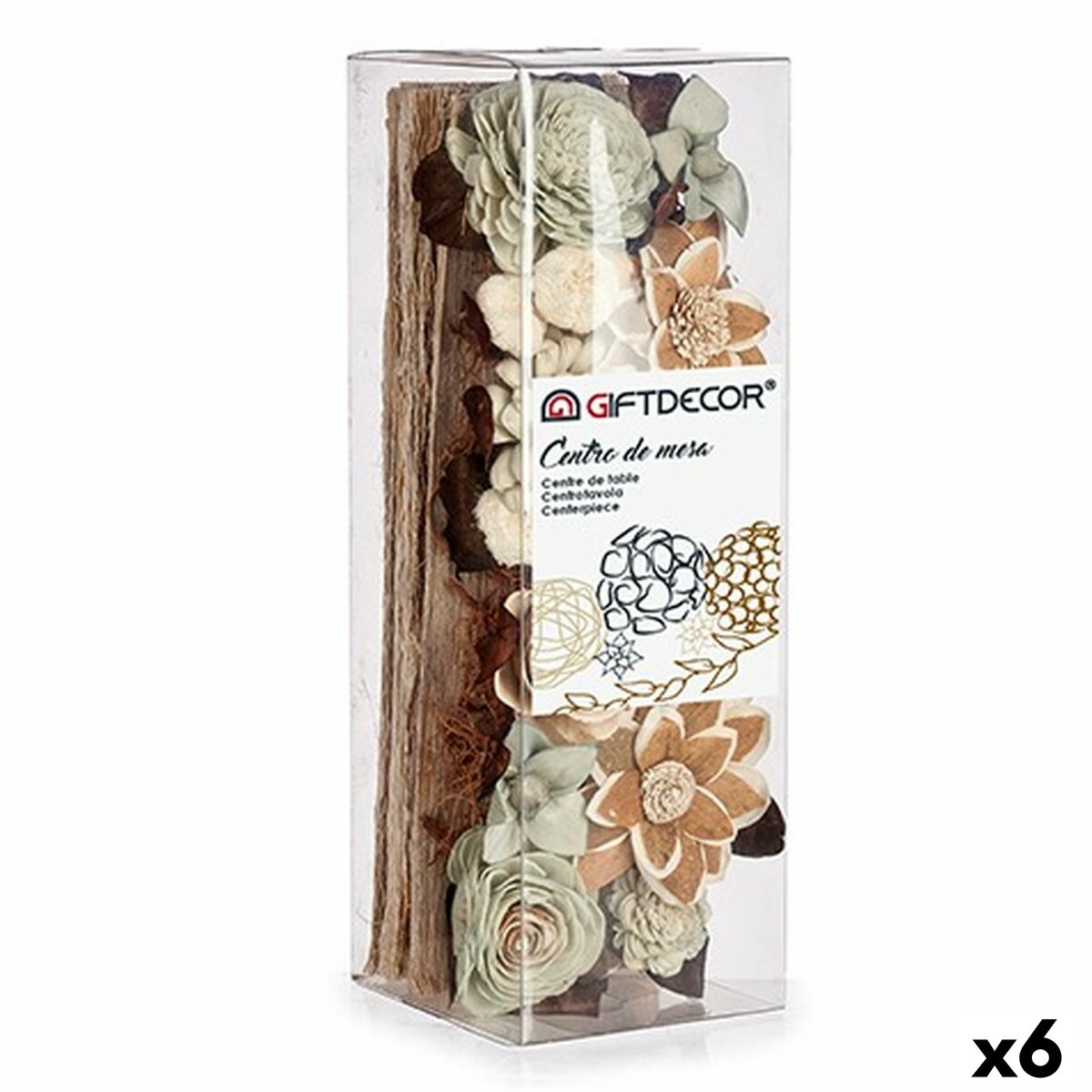 Bordsdekoration Vit Brun vide 12 x 36 x 12 cm (6 antal)
