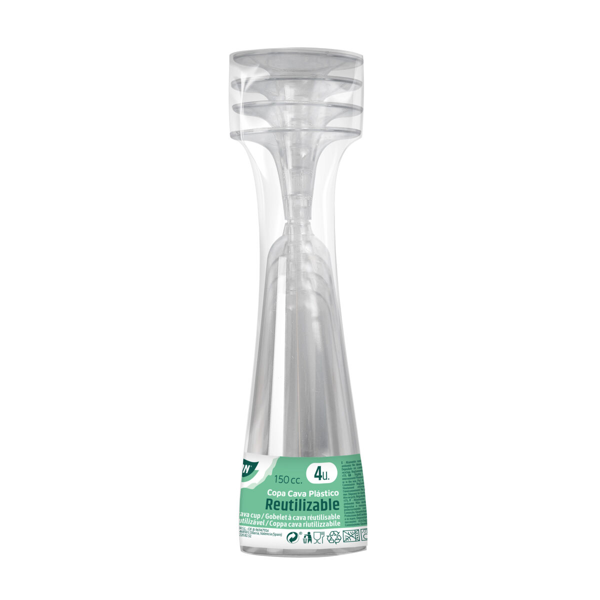 Återanvändbara cava-glas Algon Transparent 150 ml 4 antal - 2