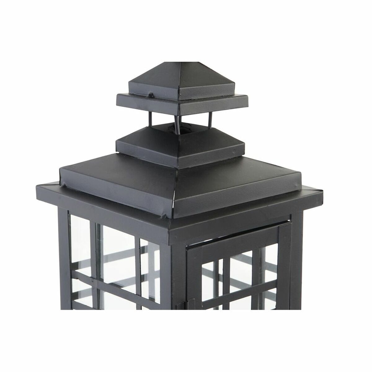 Lyktor DKD Home Decor Glas Svart Metall (24 x 24 x 60 cm) - 2