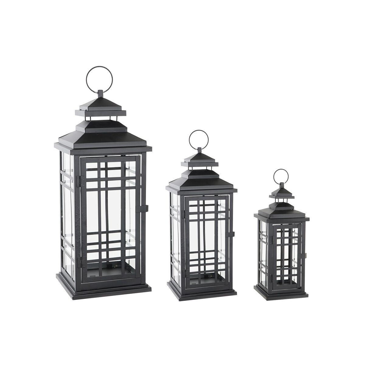 Lyktor DKD Home Decor Glas Svart Metall (24 x 24 x 60 cm)