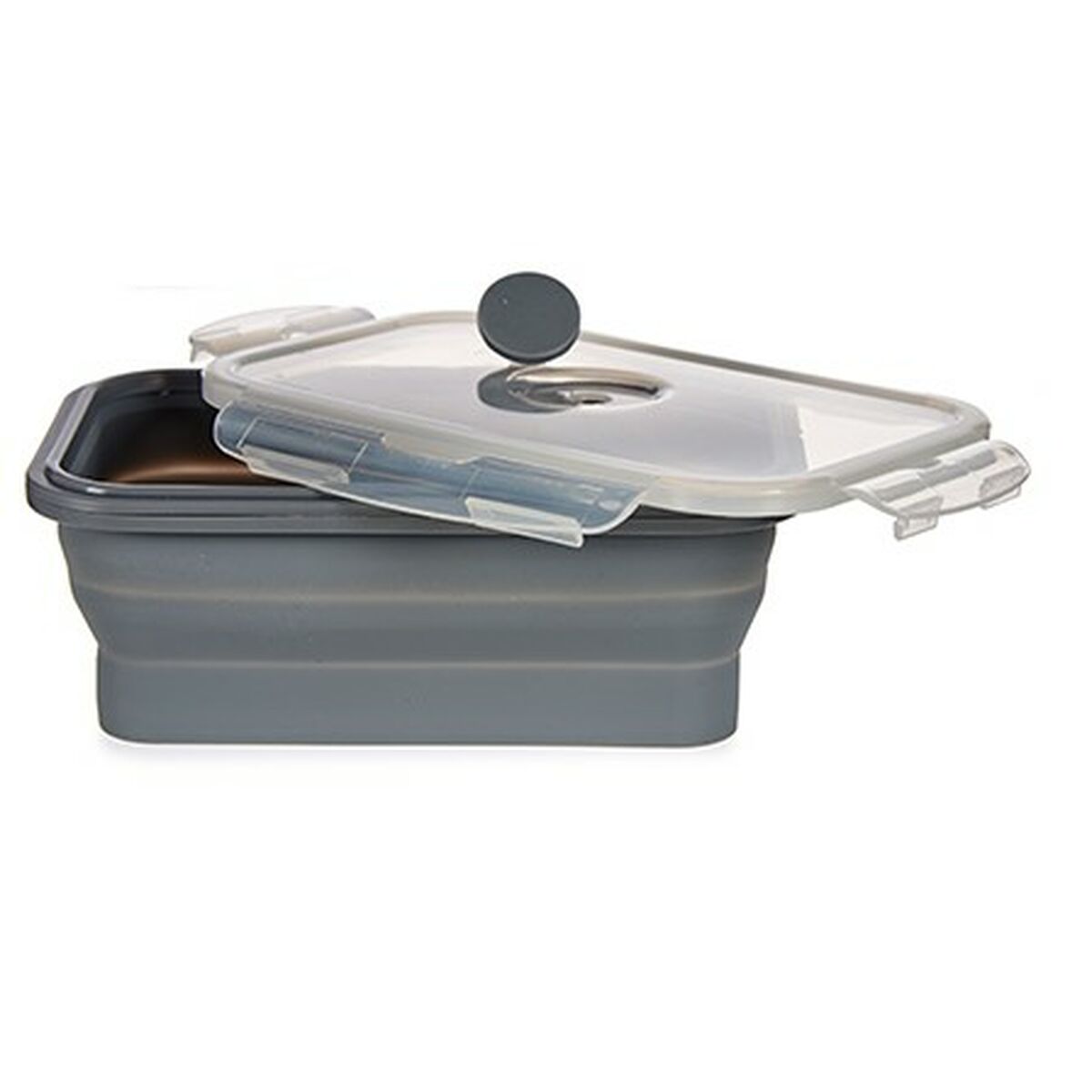 Rektangulär matlåda med lock Grå Silikon 800 ml 12,5 x 3 x 18,5 cm (24 antal) - 2