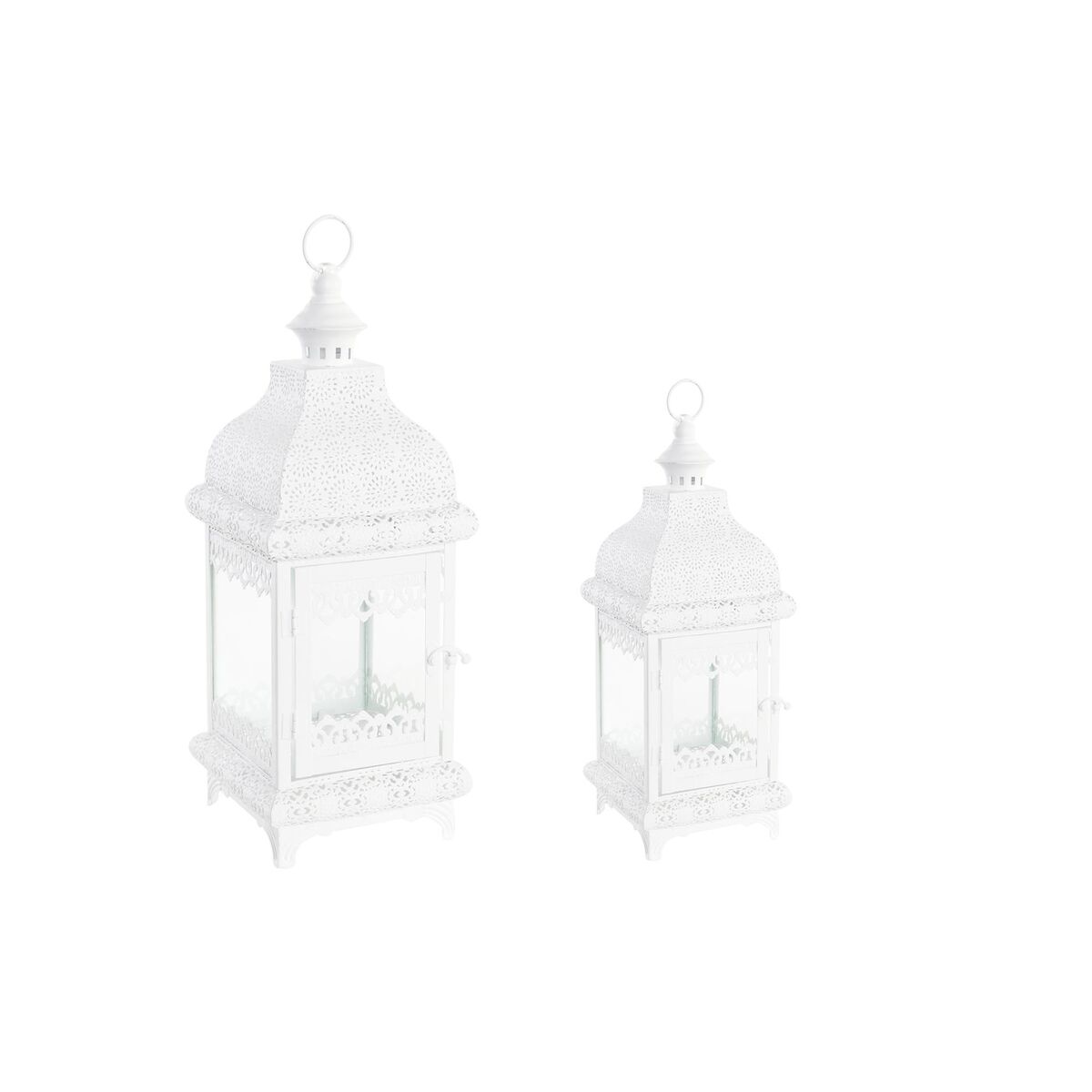 Lyktor DKD Home Decor Glas Metall Vit (19 x 19 x 58 cm)