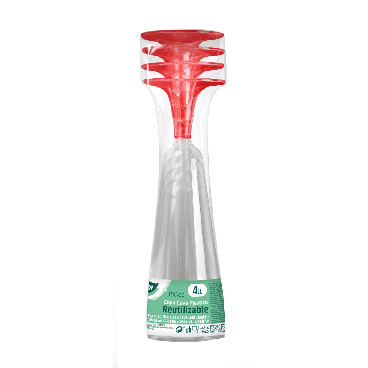 Återanvändbara cava-glas Algon Röd 150 ml 4 antal - 2