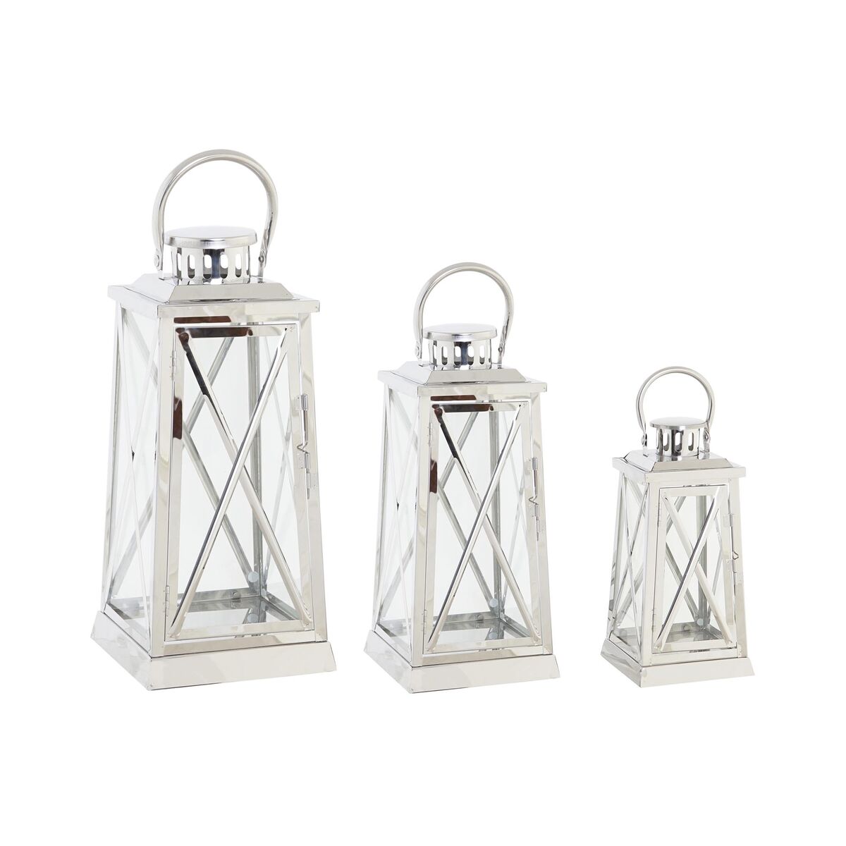 Lyktor DKD Home Decor Kromad Glas Silvrig Stål 22 x 22 x 50 cm