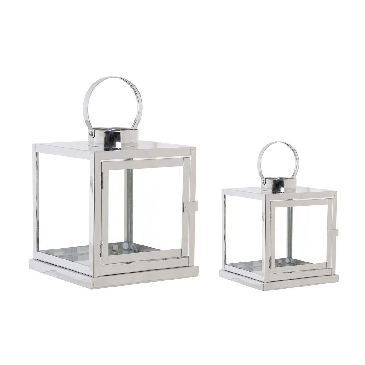 Lyktor DKD Home Decor Kromad Glas Silvrig Metall (26 x 26 x 30 cm)