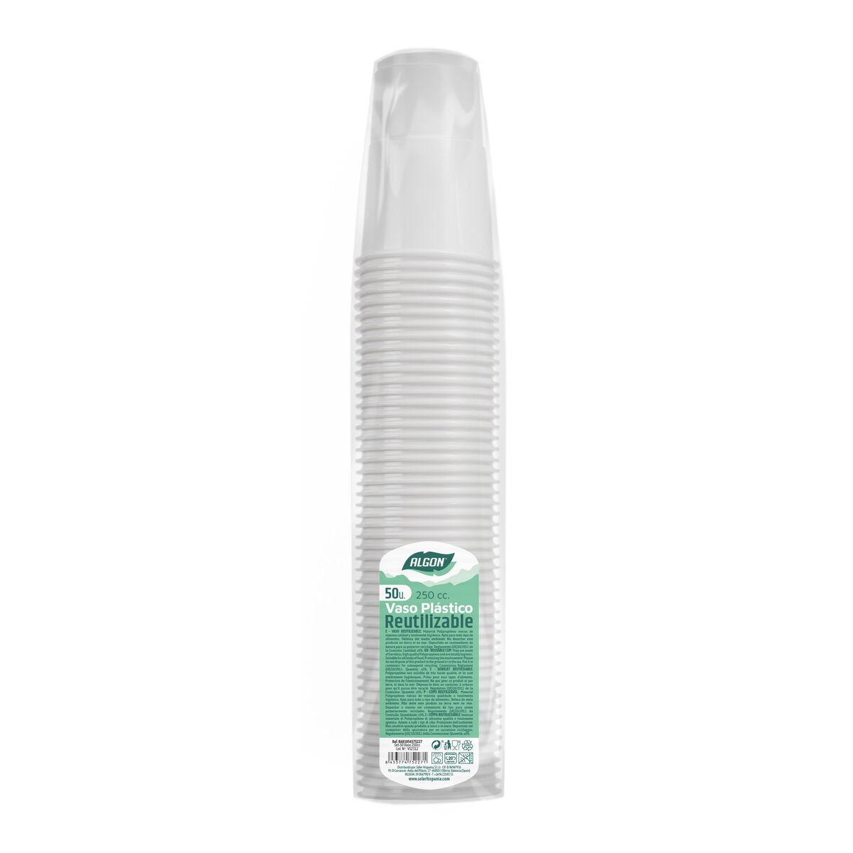 Set med återanvändbara glas Algon Vit 250 ml 50 antal - 2