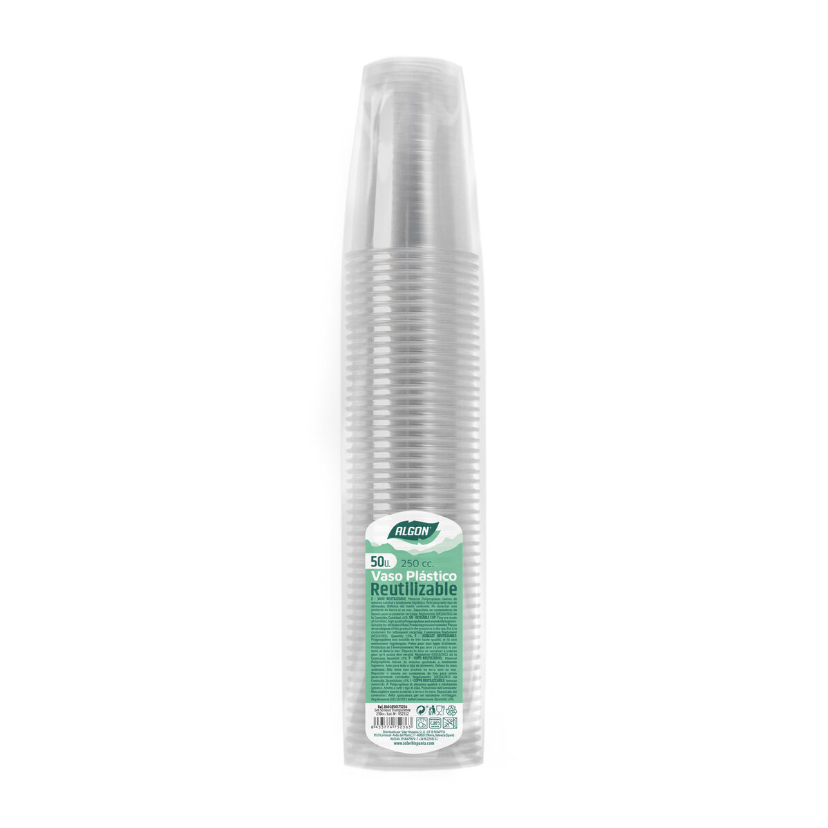 Set med återanvändbara glas Algon Transparent 250 ml 50 antal - 2