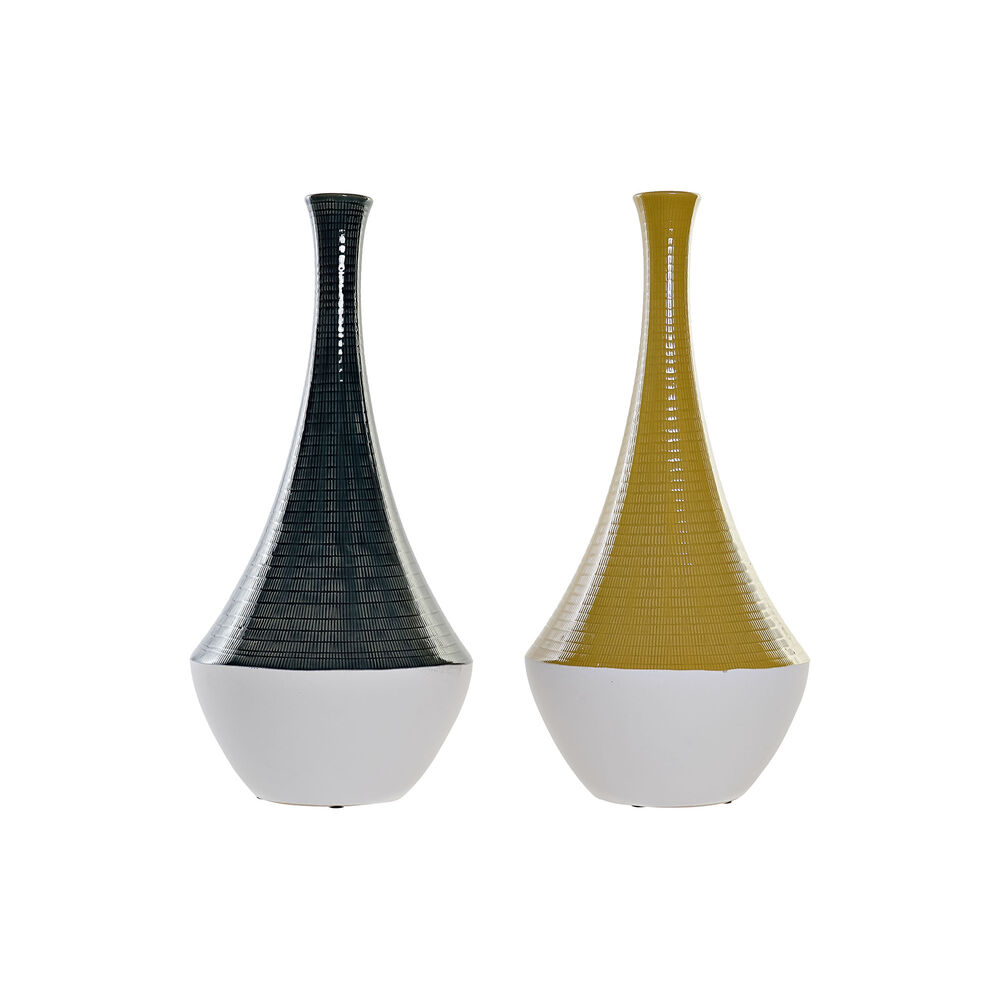 Vas DKD Home Decor Blå Ockra Dvobarvna Stengods 23 x 23 x 51 cm (2 antal)